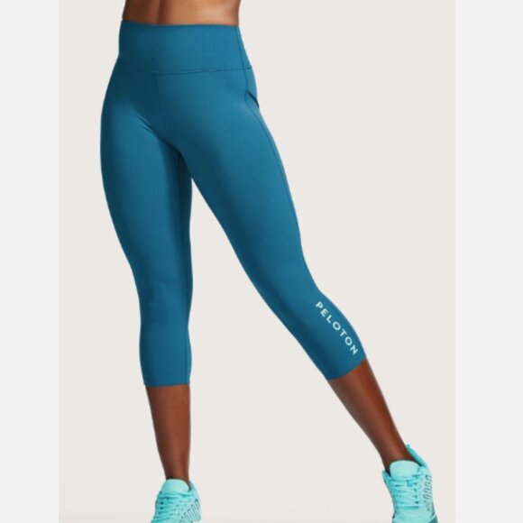 💕 PELOTON Essential Capri Leggings Teal Green‎ Large - Picture 4 of 7
